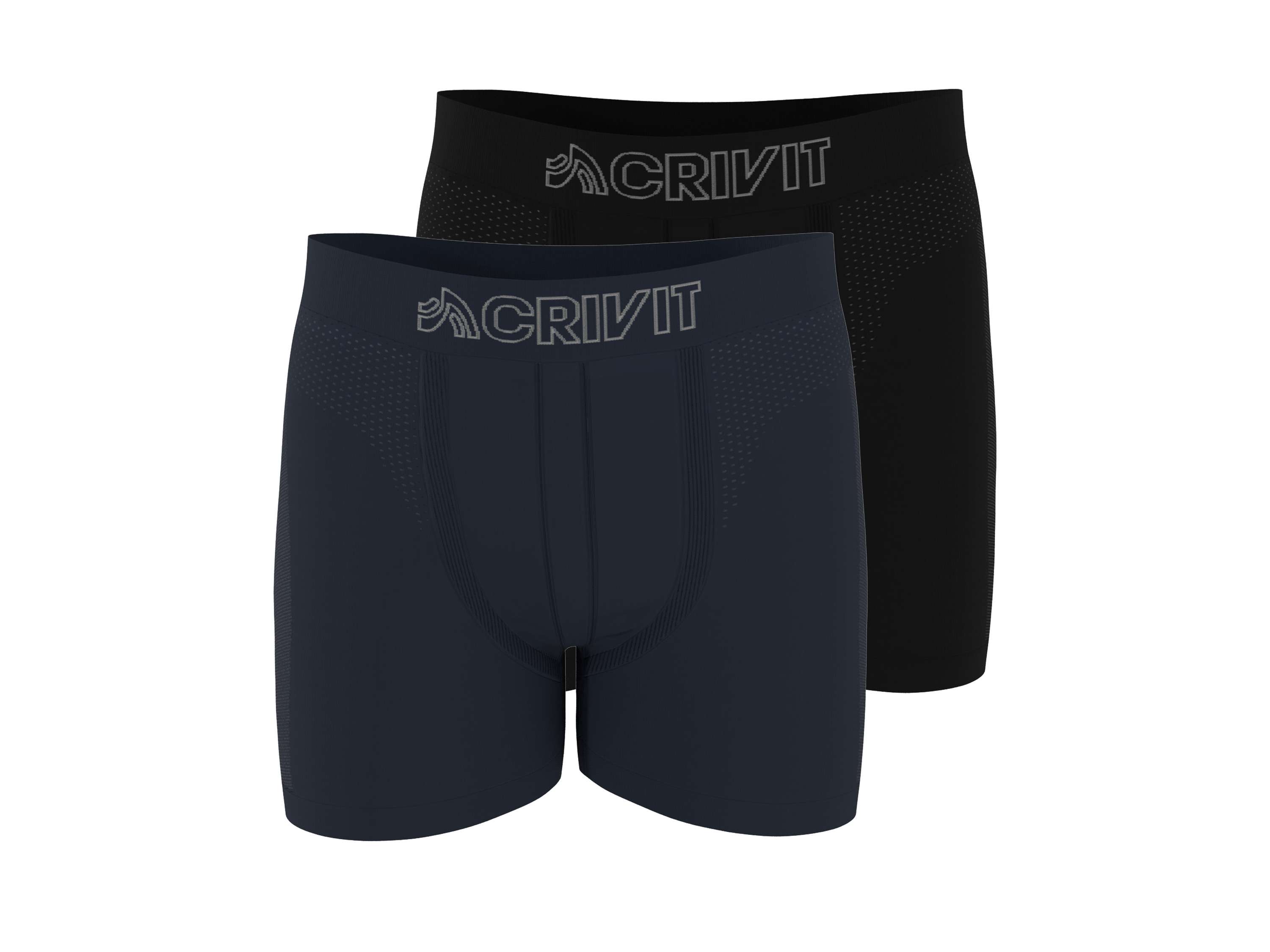 Crivit Pánské bezešvé boxerky, 2 kusy (černá / navy modrá, 6/L)