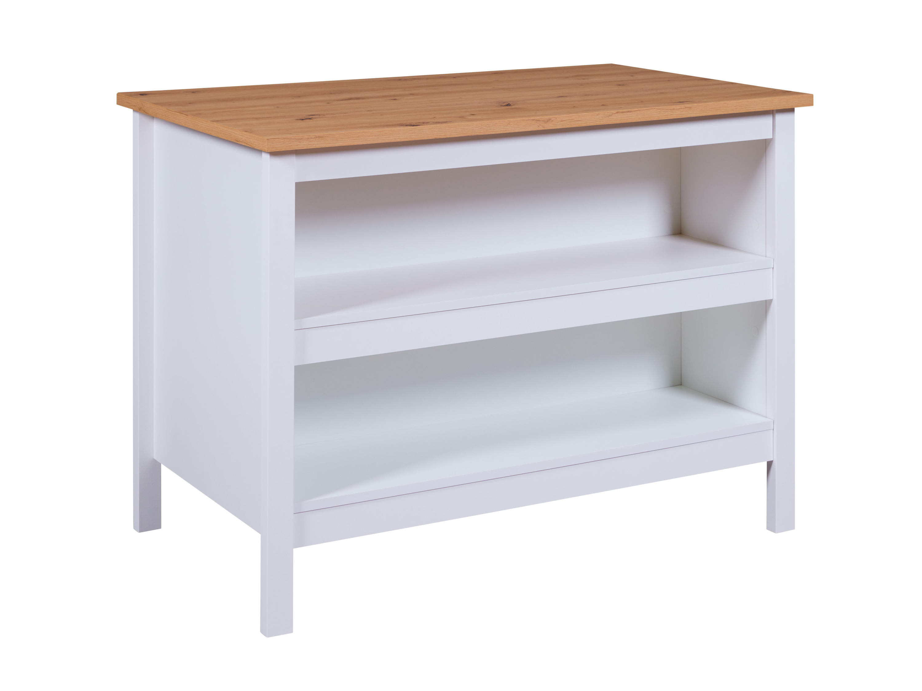 Inter Link Kuchyňský ostrůvek s pracovní plochou a barovým pultem. (Julina, bílá/dub Artis.)