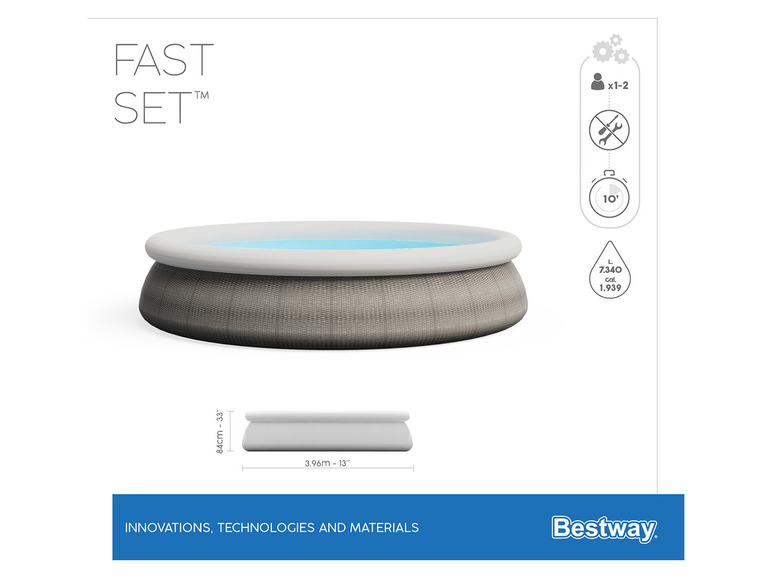  Zobrazit na celou obrazovku Bestway Bazén Fast Set s filtračním zařízením, Ø 3,96 x 0,84 m - Obrázek 8