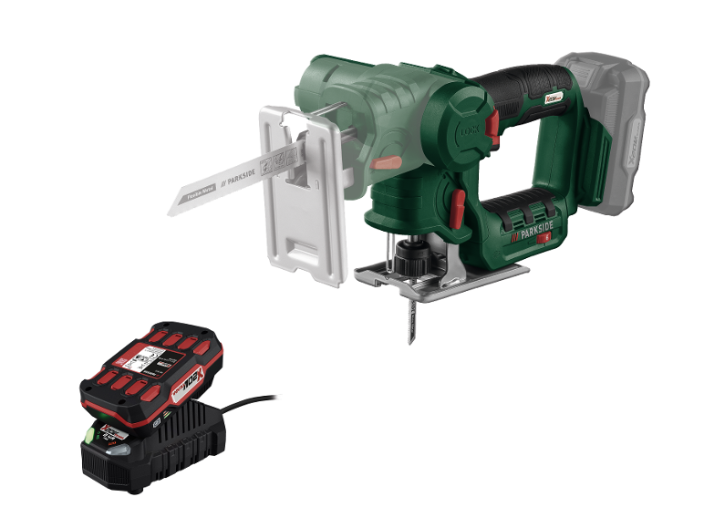 Aku skládačka Parkside s baterií a nabíječkou.