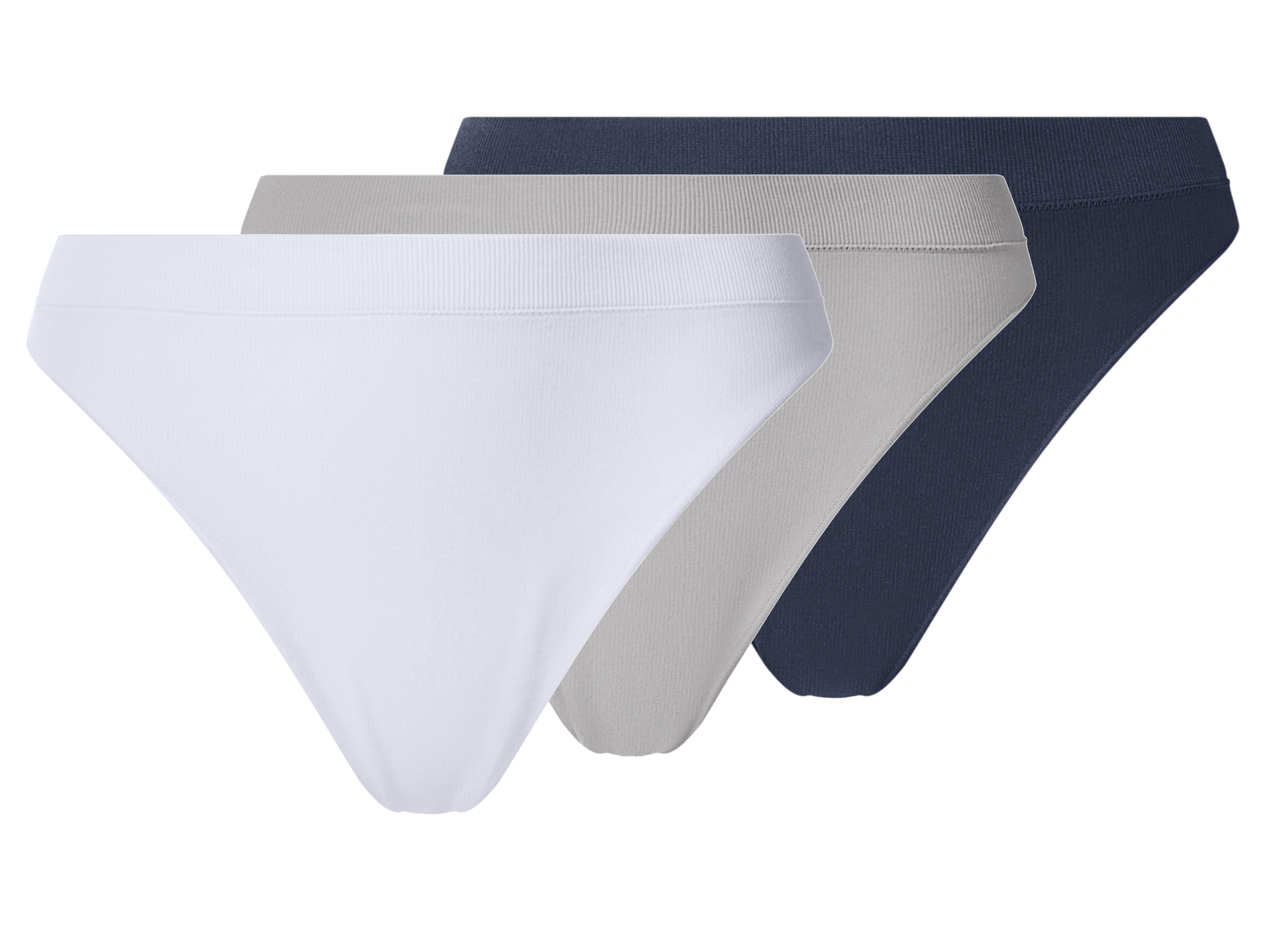 esmara® Dámské bezešvé kalhotky, 3 kusy (navy modrá / šedá / bílá, L(44/46))