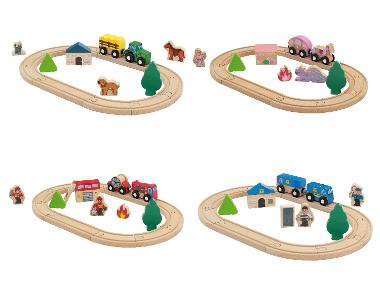 lupilu® Dřevěná železnice Statek / Princezna / Hasiči / Policie