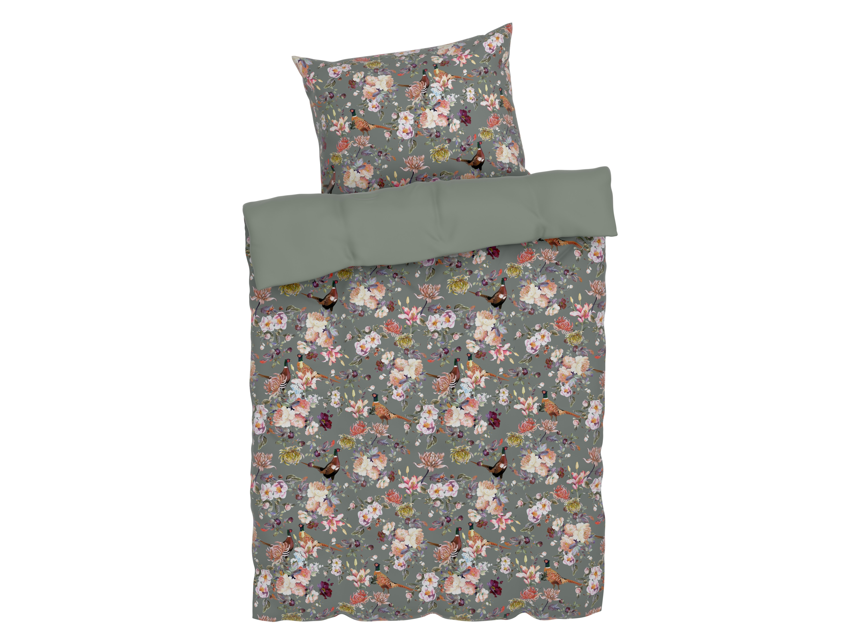 Livarno home Ložní povlečení z mikrovláknitého saténu, 140 x 200 cm, 70 x 90 cm (bažant)