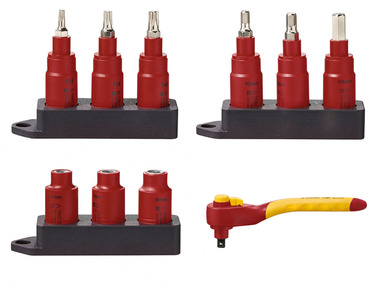 PARKSIDE® Sada bitů 1000 V / Sada nástrčných klíčů 1000 V / Ráčna 3/8″ 1000 V