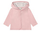 Růžová mikina s kapucí pro miminko.