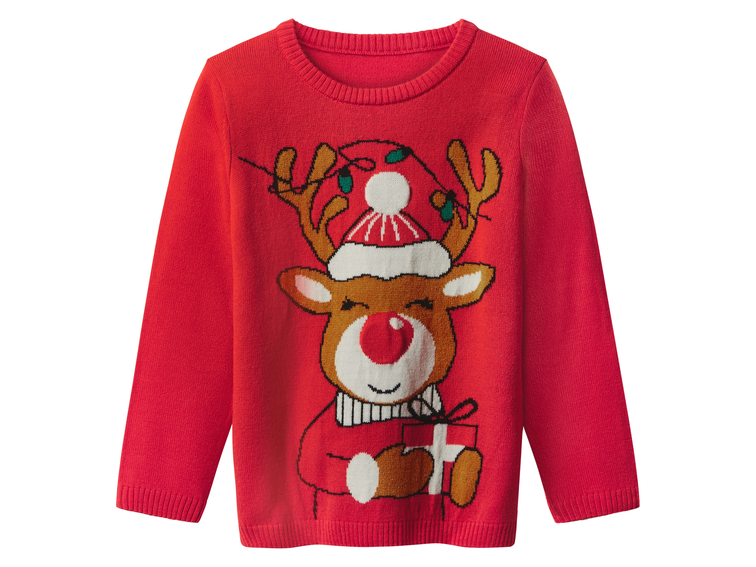 lupilu® Dívčí vánoční svetr s LED efektem a zvukem (červená, 110/116)