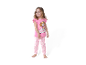 Dívka v růžových pyžamkách Paw Patrol.
