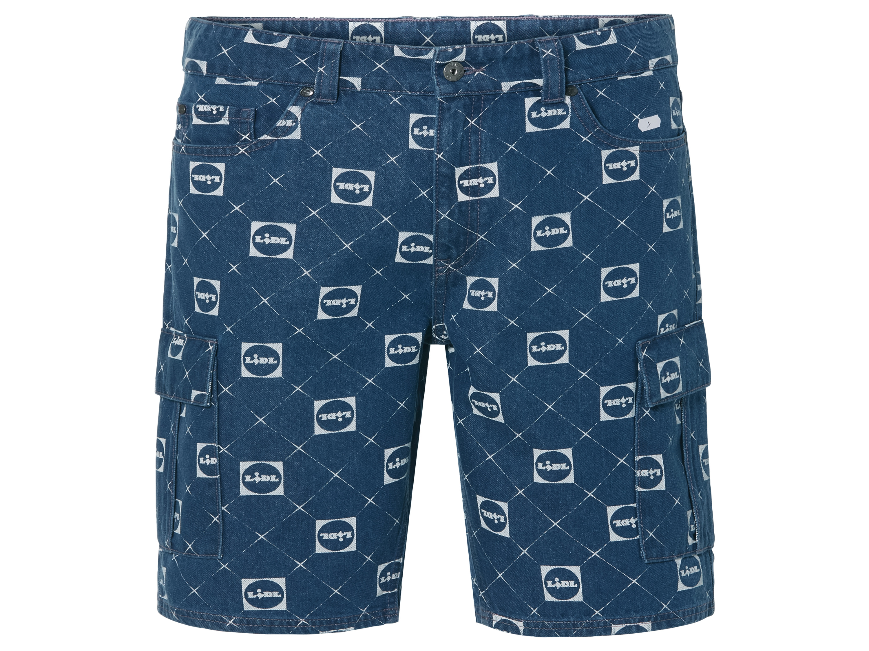 Livergy® Pánské džínové kraťasy Lidl (38, vzorovaná/modrá)