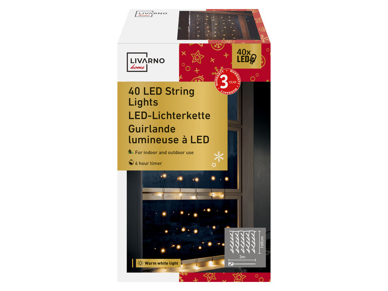  Zobrazit na celou obrazovku LIVARNO home Světelný LED řetěz, 40 LED - Obrázek 2