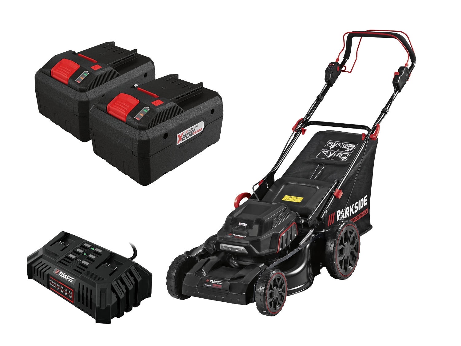 PARKSIDE PERFORMANCE® Aku sekačka na trávu PPRMA 40-Li A1, 2x Smart 8 Ah