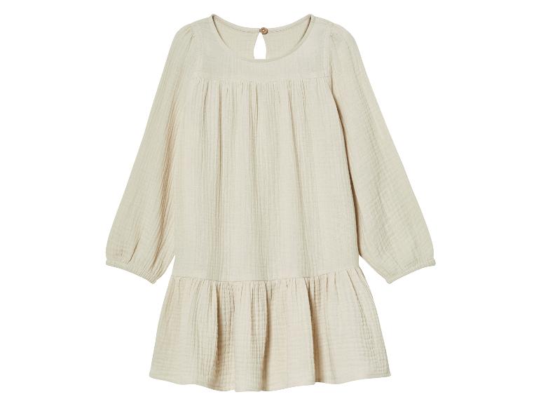 Béžové dětské šaty z mušelínu, boho styl.