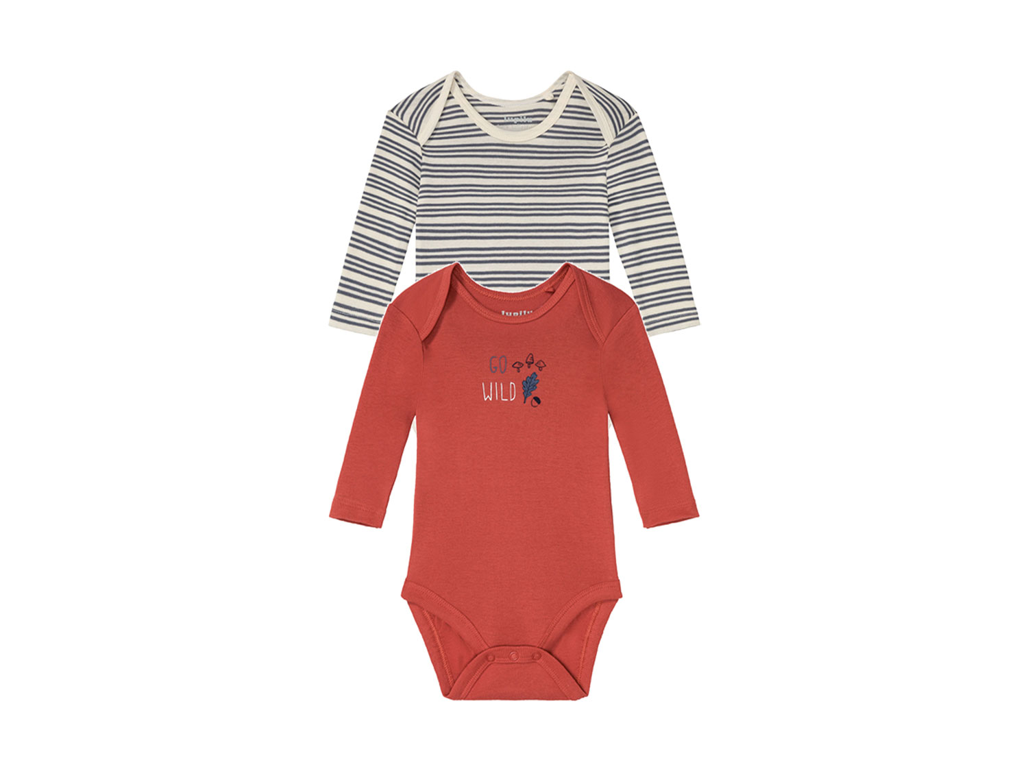lupilu® Chlapecké body s dlouhými rukávy Bio, 2 kusy (hnědá, 62/68)