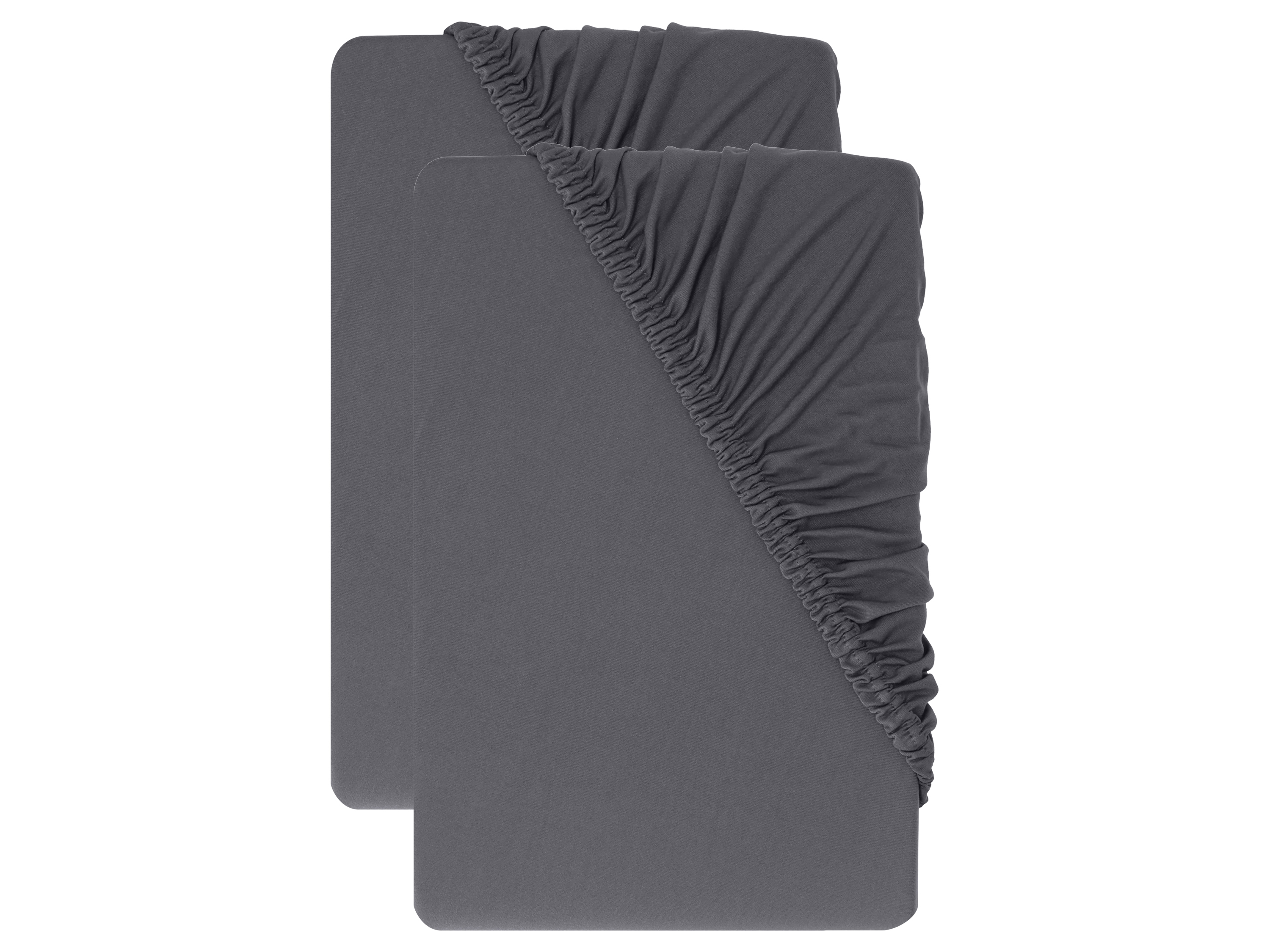 Livarno® Sada žerzejových napínacích prostěradel, 90-100 x 200 cm, 2dílná (tmavě šedá)