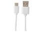 Bílý USB kabel s konektory USB-A a Micro-USB.