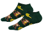 Krátké zelené ponožky s motivem opic a banánů.
