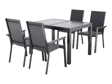 LIVARNO® Sada Houston, 5dílná s rozkládacím stolem a 4 stohovatelnými židlemi, antracitová