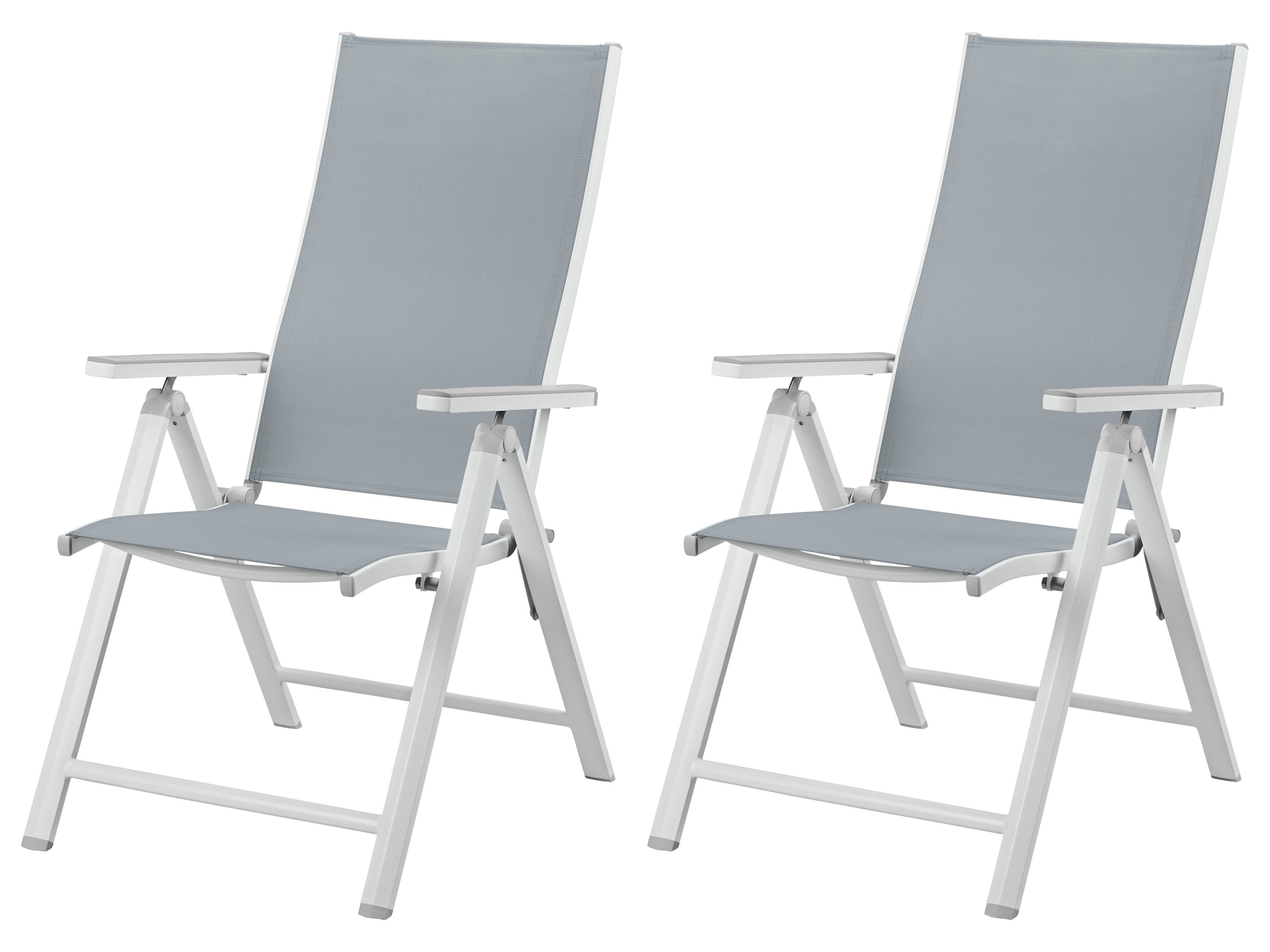 Livarno home Hliníkové polohovací křeslo Houston, bílá/světle šedá, 2 kusy