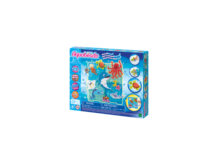 Sada Aquabeads Ocean Splash Scene s 1500 korálky pro vytváření mořských tvorů.