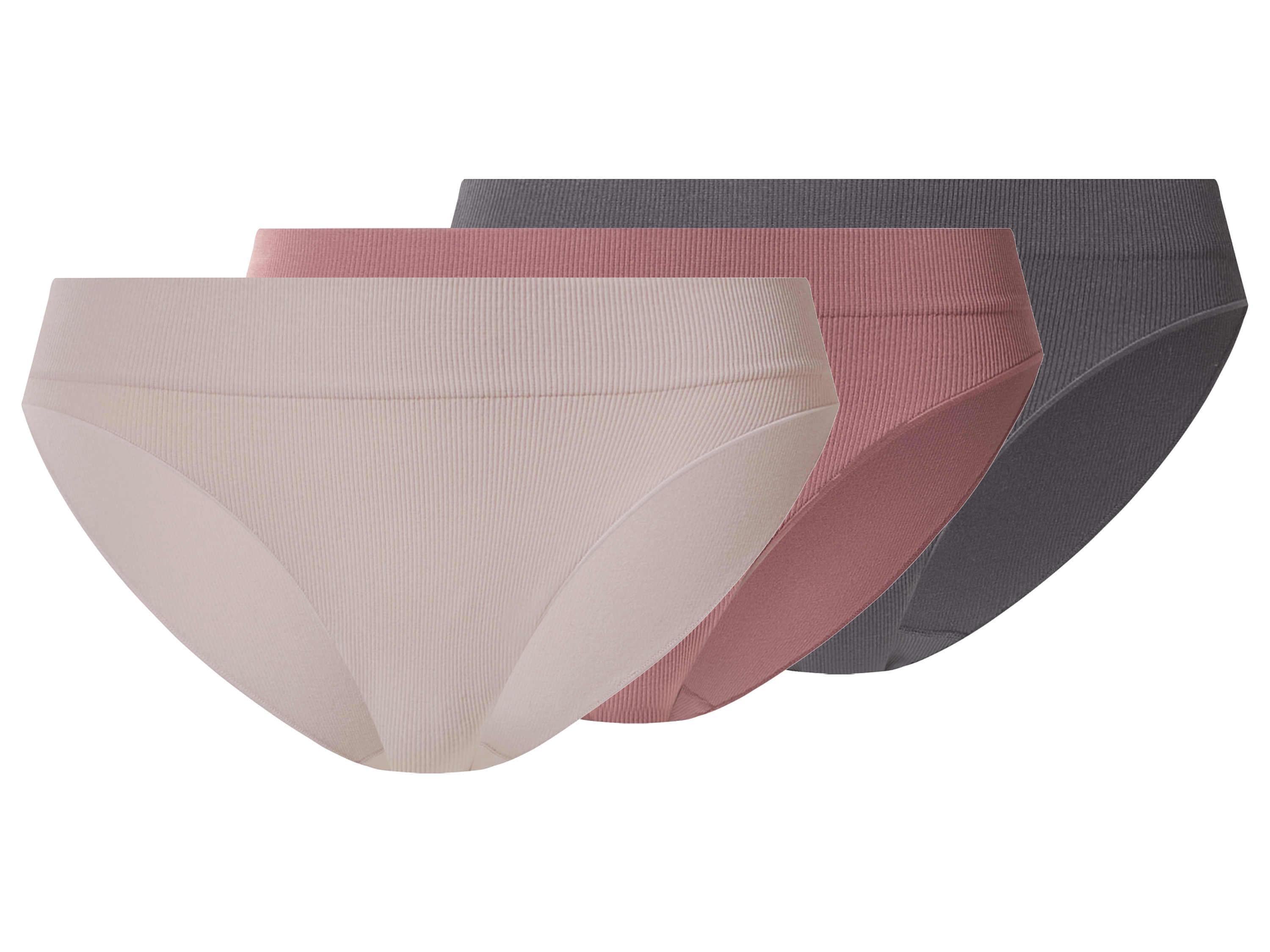 esmara® Dámské bezešvé kalhotky, 3 kusy (šedá/růžová/béžová, L(44/46))
