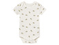 Bílé body pro miminko s krátkým rukávem s potiskem včel.