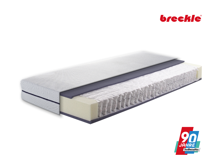 Matrace Breckle: řez ukazuje jednotlivé vrstvy.