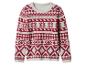 Bílý svetr s červeným vzorem Fair Isle