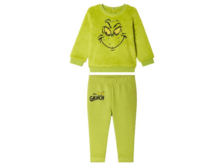 Zelená pyžama 'Grinch' se svetrem a kalhotami.