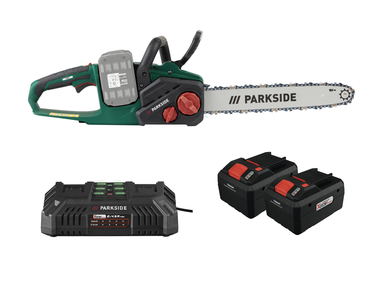 PARKSIDE® Aku řetězová pila PKSA 40-Li A2, 2x Smart 8 Ah