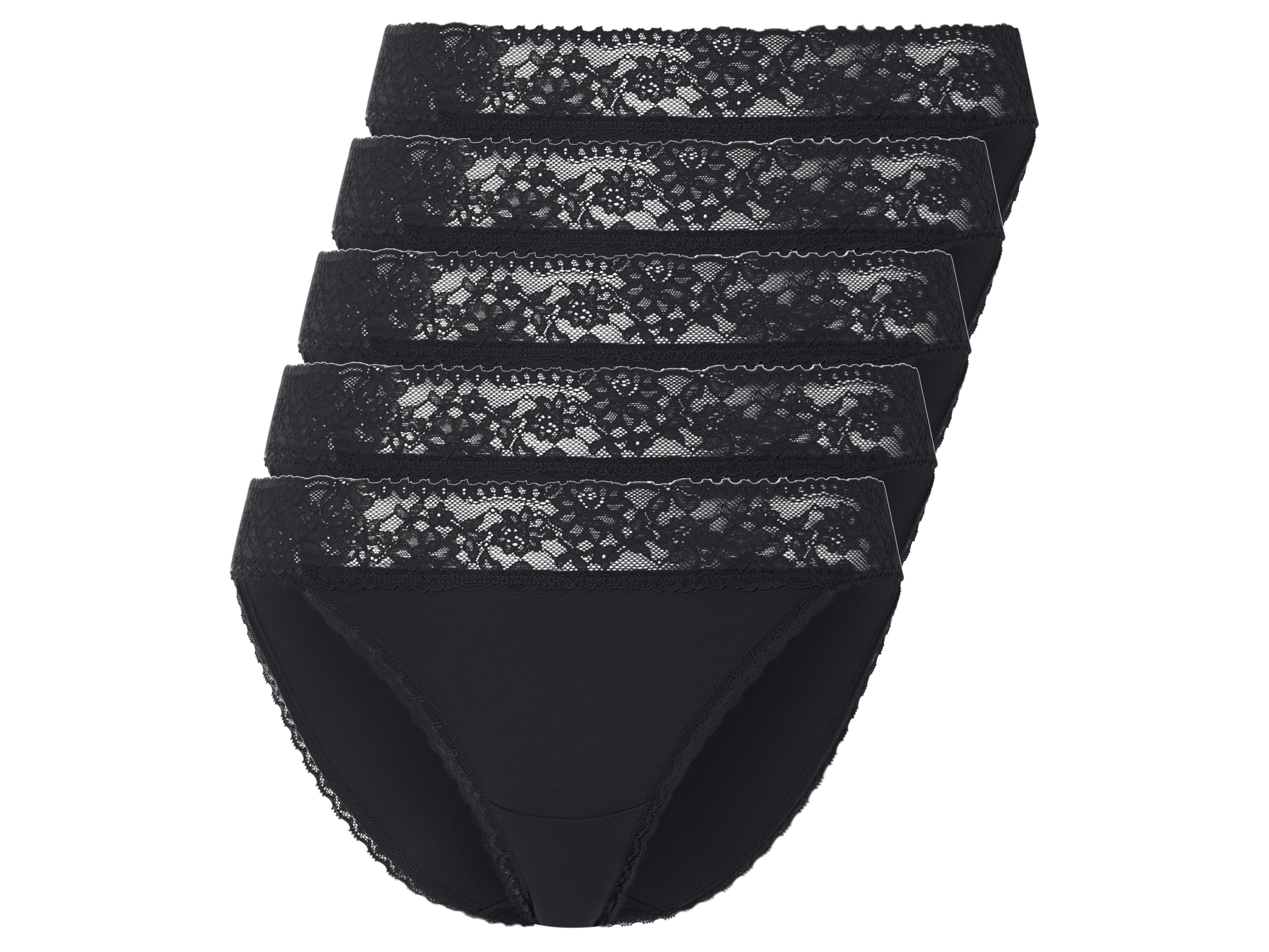 esmara® Dámské kalhotky s krajkou, 5 kusů (černá, S(36/38))