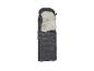 Šedý a béžový spací pytel s kapucí, otevřený, pro kempování.