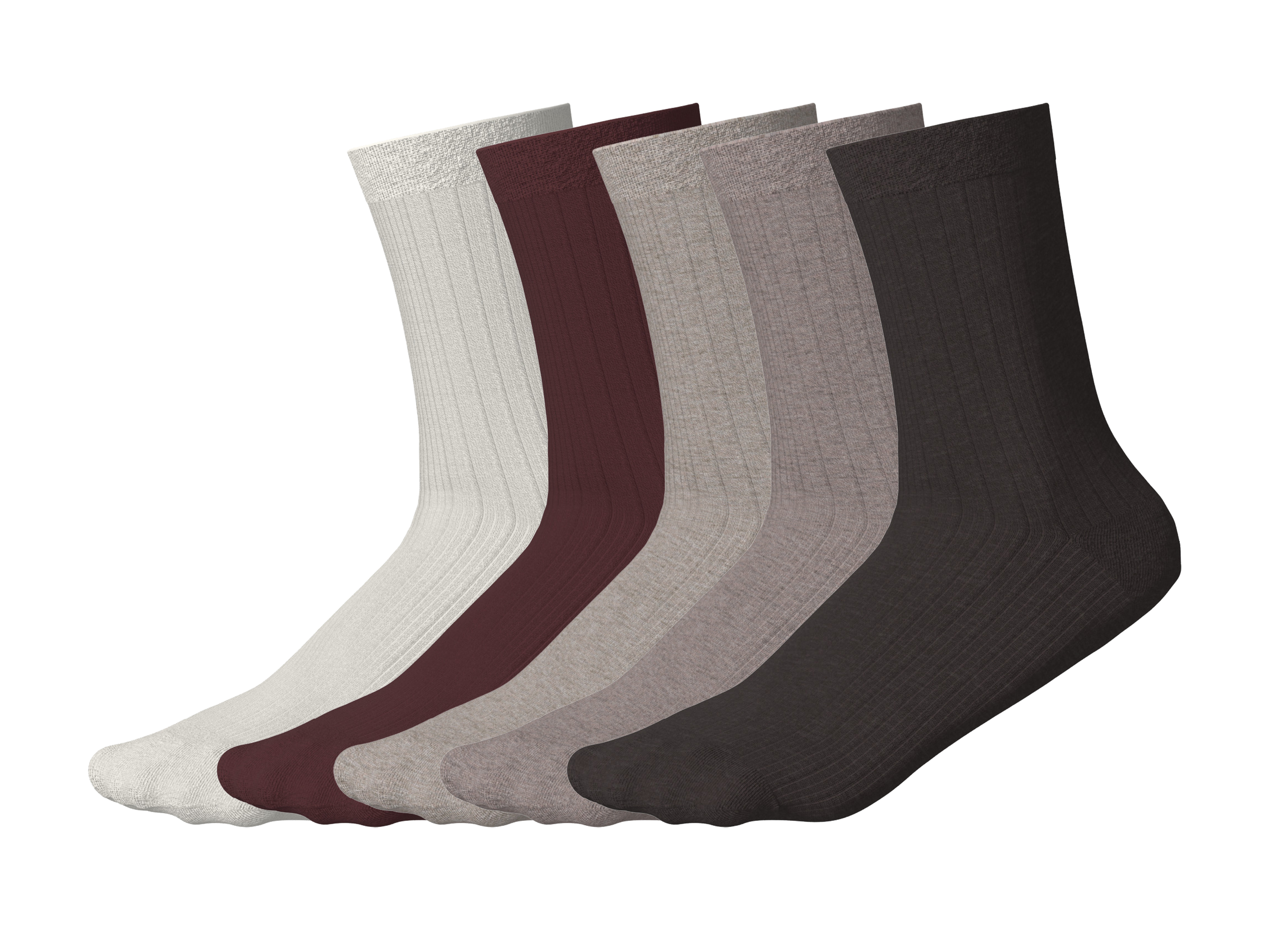 Esmara® Dámské ponožky s BIO bavlnou, 5 párů (písková/béžová/hnědá/bílá/červená, 35-38)