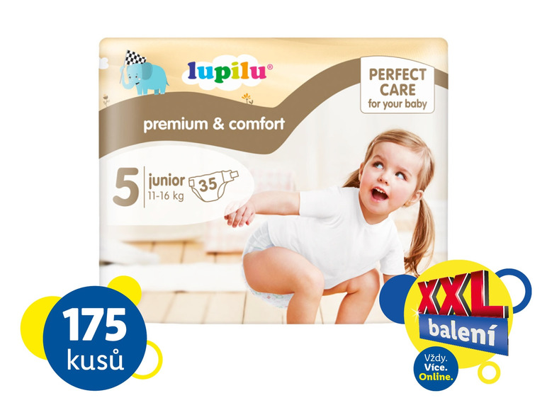  Zobrazit na celou obrazovku lupilu® XXL Dětské pleny Premium Comfort, velikost 5 JUNIOR, 175 kusů - Obrázek 1