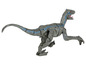 Hračka velociraptora Jurassic World v šedé a modré barvě na kolečkách.