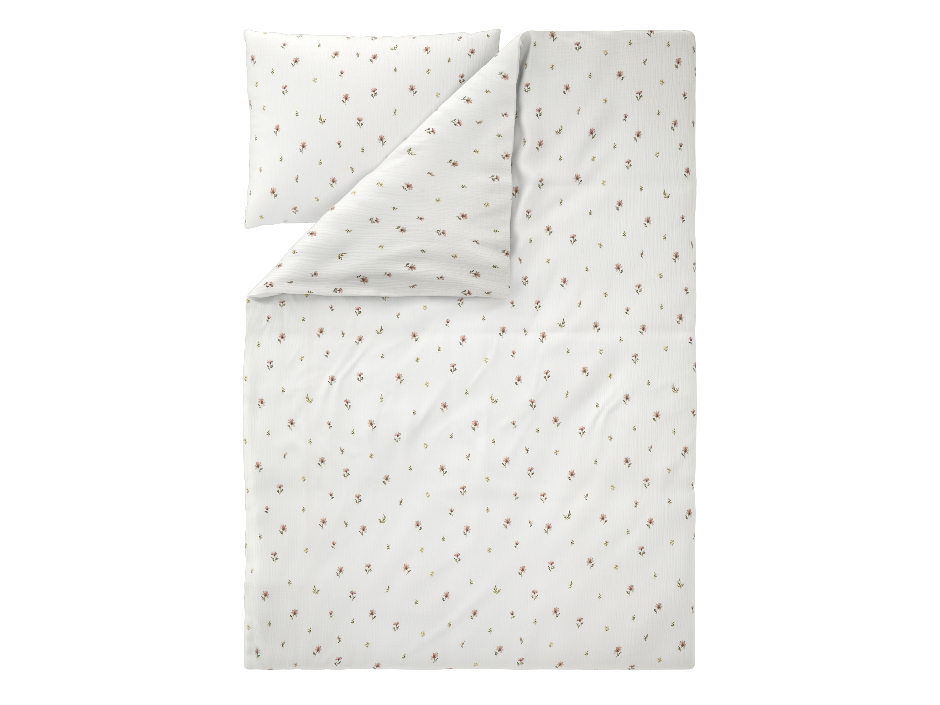 Livarno® Mušelínové ložní povlečení, 140 x 200 cm, 70 x 90 cm (květiny/bílá)