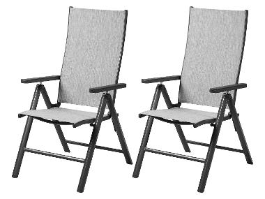LIVARNO® Hliníkové polohovací křeslo Houston, antracitová/světle šedá, 2 kusy