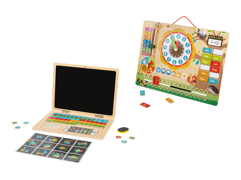 Zobrazit na celou obrazovku Playtive Dřevěné nástěnné hodiny s kalendářem / Notebook - Obrázek 1
