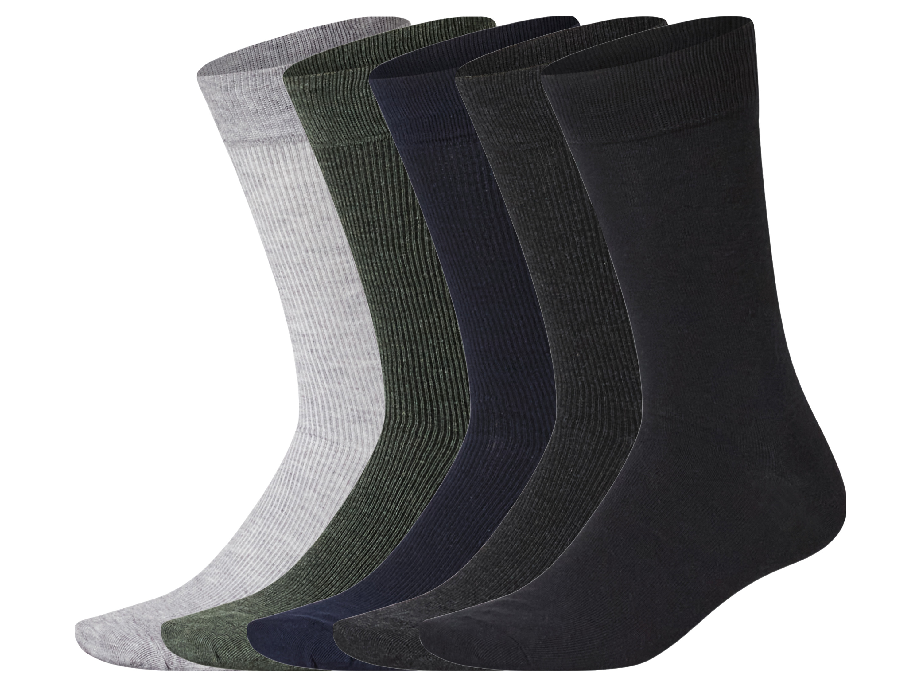 esmara® Pánské ponožky s BIO bavlnou, 5 párů (zelená / šedá / černá / navy modrá, 43-46)