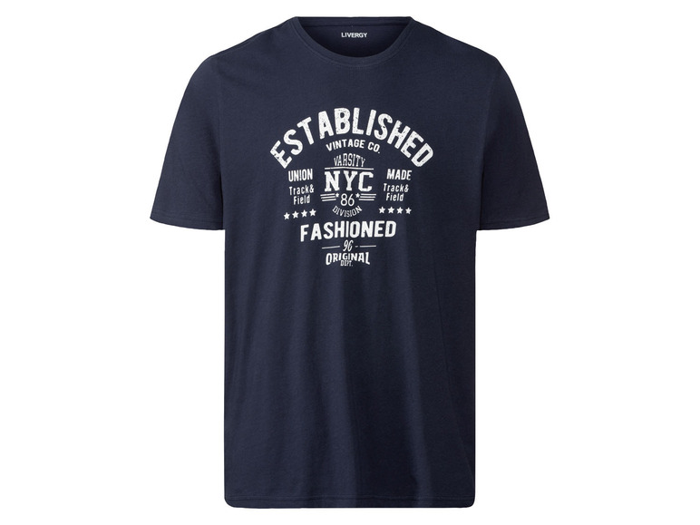Tmavě modré tričko s vintage designem 'Established' NYC.