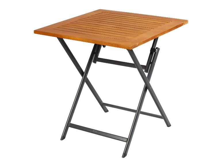 Skládací stolek ze dřeva a kovu.