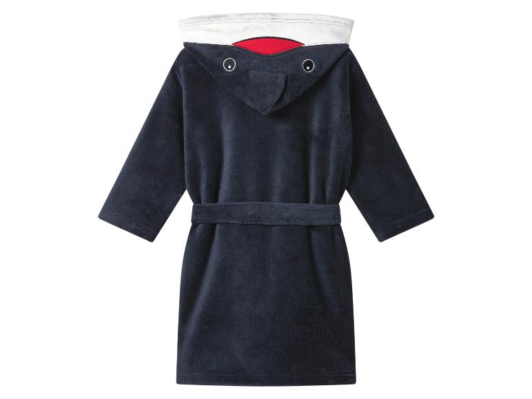 Tmavě modrý dětský župan s kapucí ve tvaru žraloka