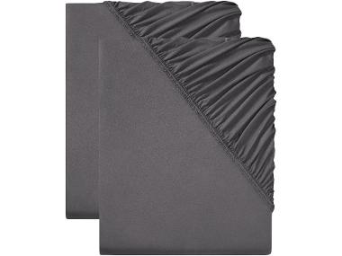 Sada žerzejových napínacích prostěradel, 90-100 x 200 cm, tmavě šedá, 2 dílná