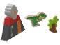 Dřevěná sada hraček dinosaura a sopky.