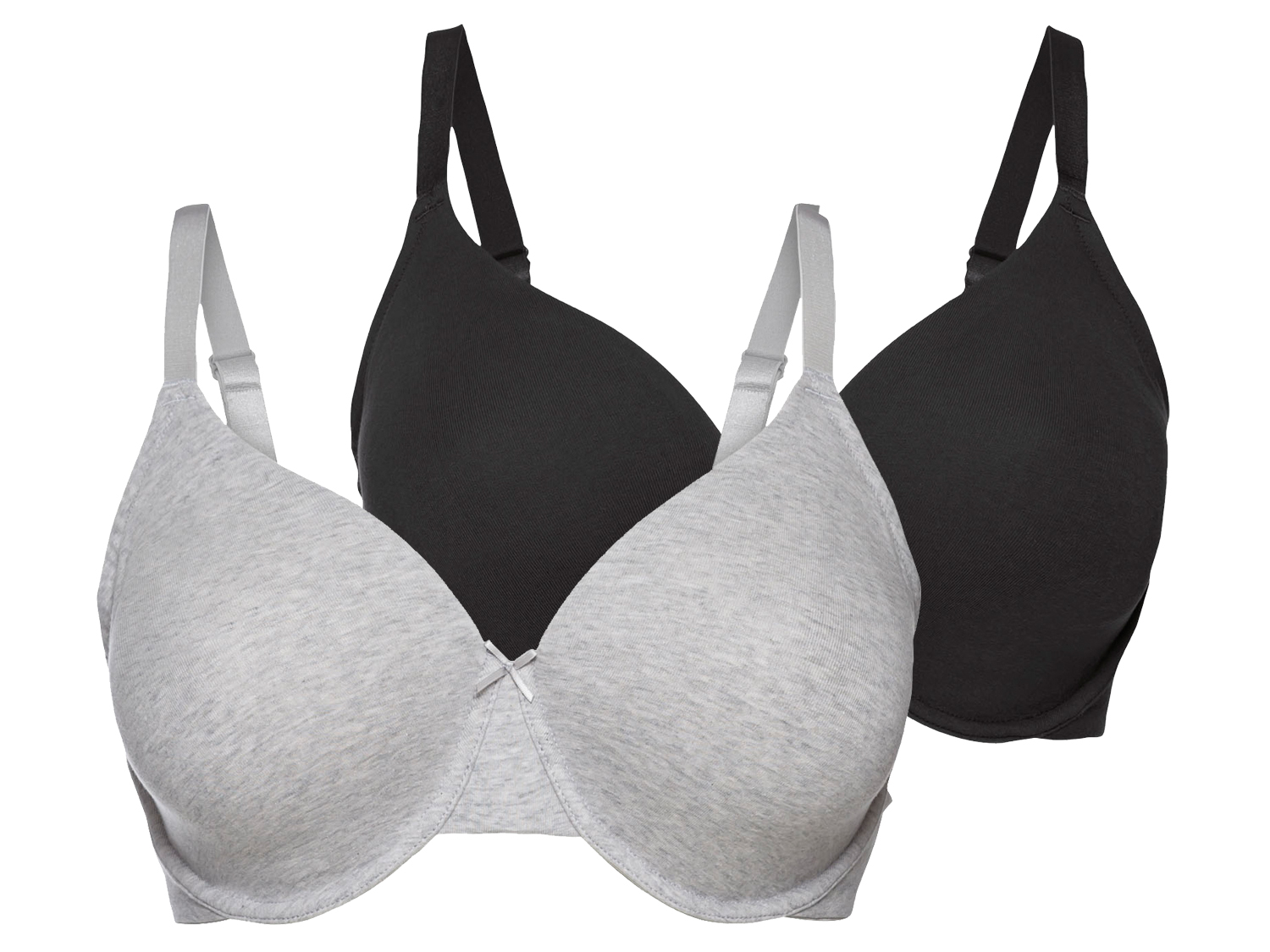 esmara® Dámská podprsenka Xxl, 2 kusy (90D, černá/šedá)