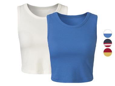 esmara® Dámský žebrovaný crop top s BIO bavlnou, 2 kusy