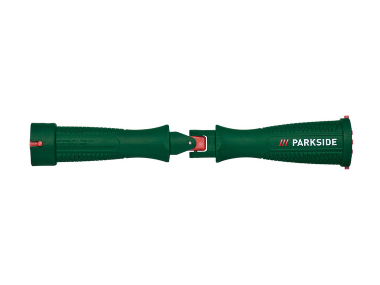 Zelený šroubovák Parkside s červeným spínačem.