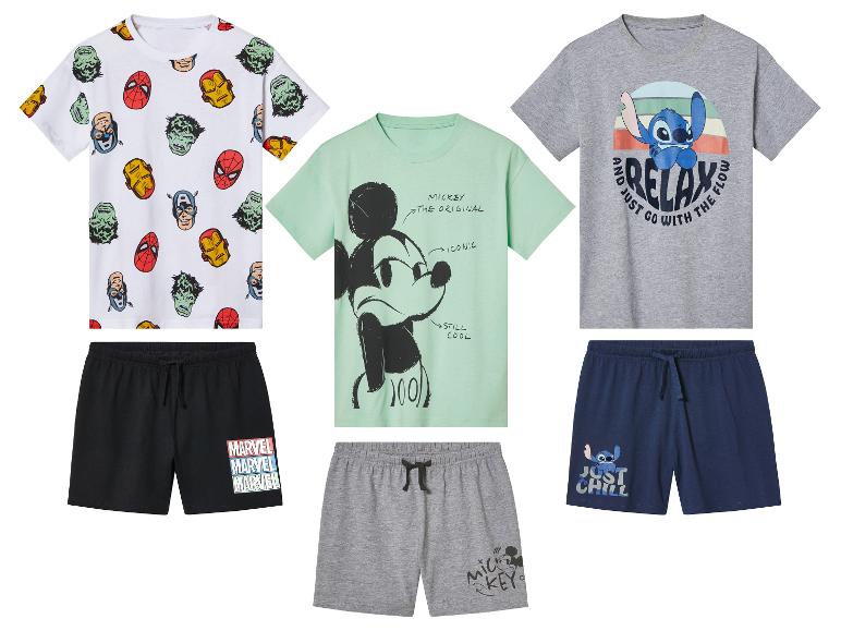 Dětská trička a šortky: Marvel, Mickey a Stitch.