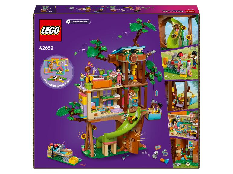 Sada LEGO Friends 42652 s domečkem na stromě, minifigurkami a doplňky.