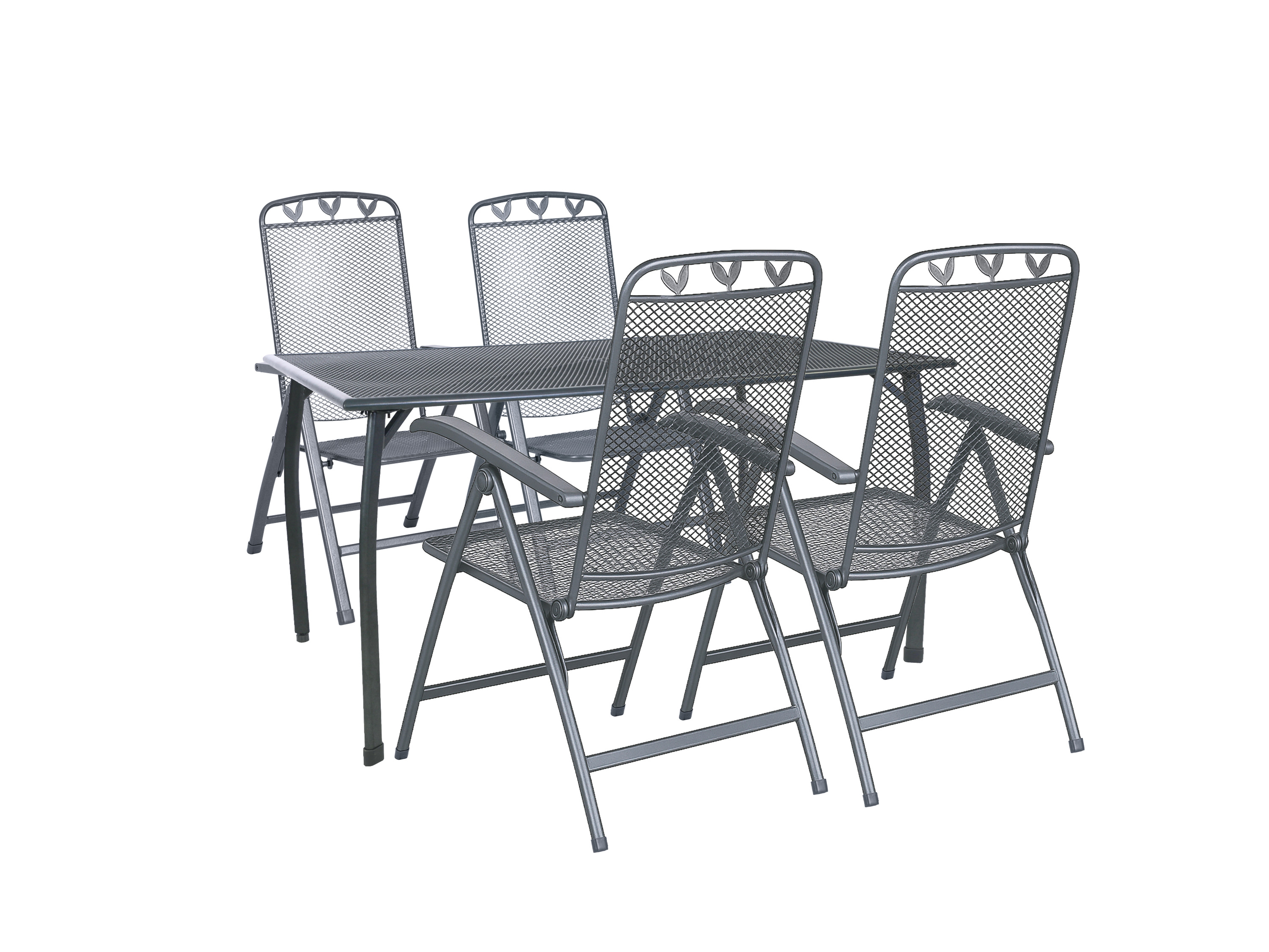 Greemotion Sada zahradního nábytku Toulouse (Stůl + 4 skládací židle, 140 x 74 x 90 cm)