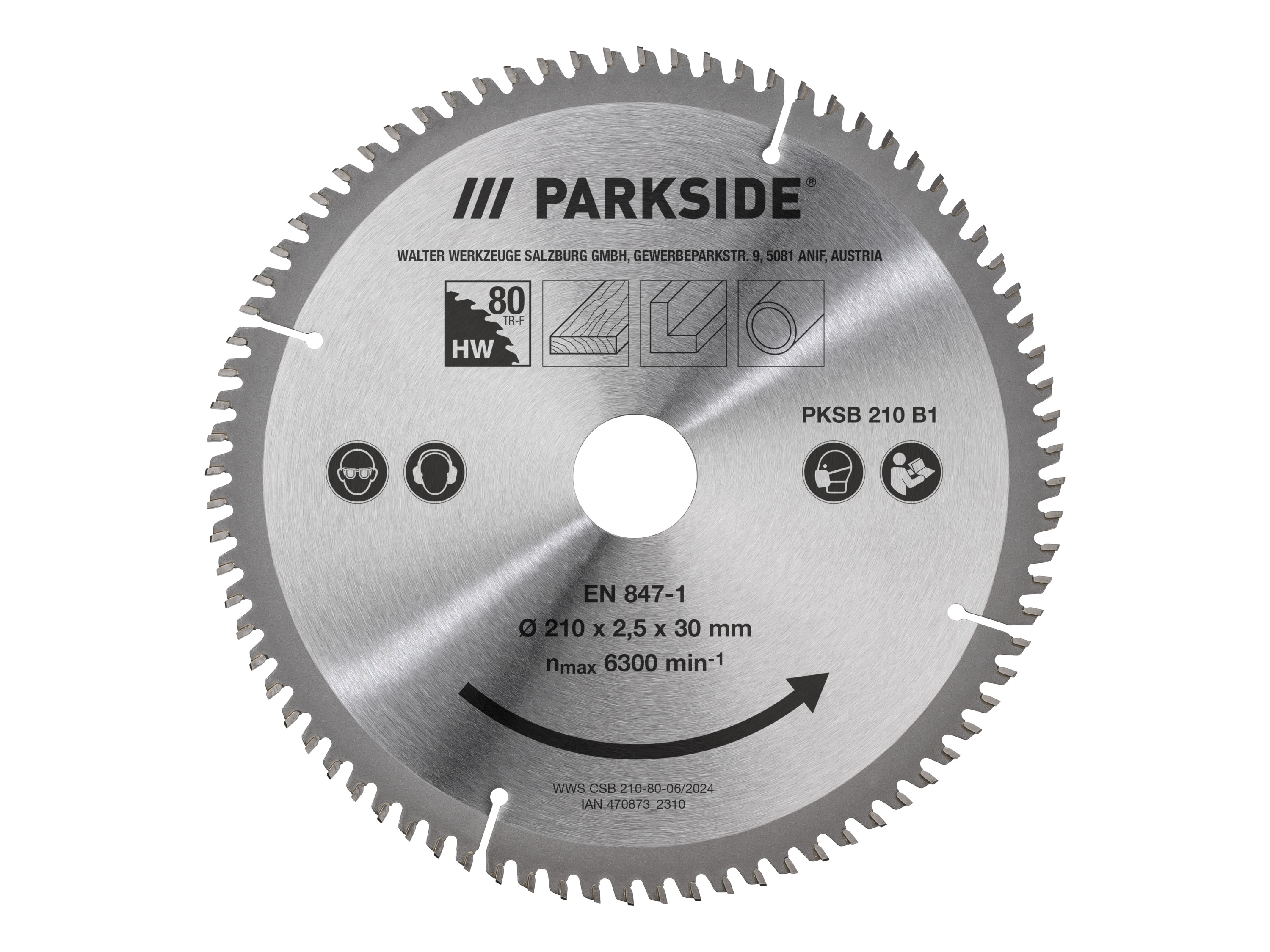 Parkside® Pilový kotouč Pksb 210 B1, 210 mm (Trf pilový kotouč, 80 zubů)