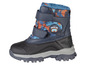 Modrá zimní bota s kamuflážním vzorem a logem 'Winter Fun'.